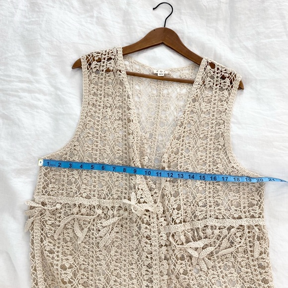 POL Crochet Fringe Duster Vest / Swim Coverup / Festival Boho Macrame - Picture 7 of 11